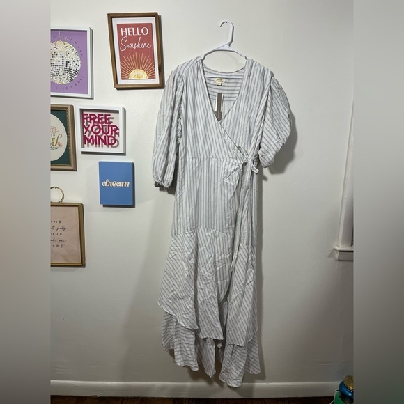 Maeve Asymmetrical Tiered Linen Wrap Dress - Picture 5 of 6
